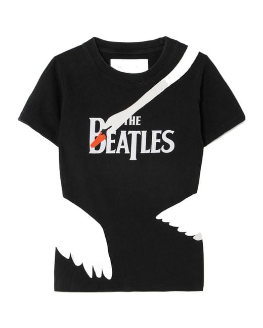Conner Ives Black Swan Appliquéd Printed Cotton-Jersey T-Shirt