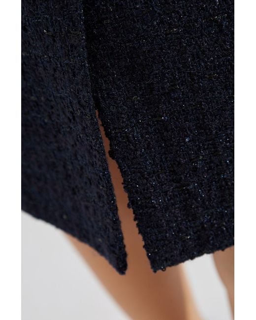 Emporio Armani Blue Straight Hem Tweed Pencil Skirt