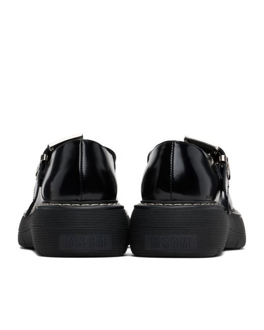 MSGM Black Buckle Platform Mary Jane Shoes