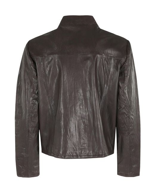 Seventy Black Zip-Front Leather Jacket for men