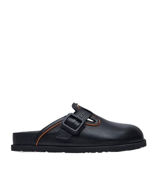 Birkenstock Black Buckle-Fastening Leather Mules for men