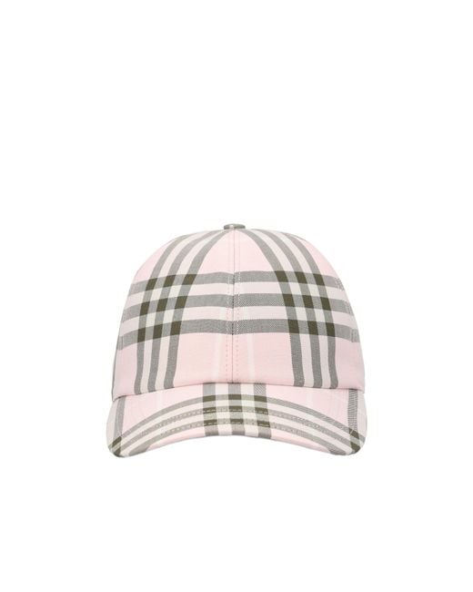 Burberry White Checked Baseball Cap