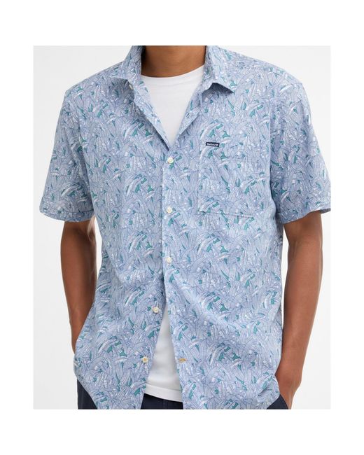 Barbour Blue Short-Sleeved Button-Up Shirt for men