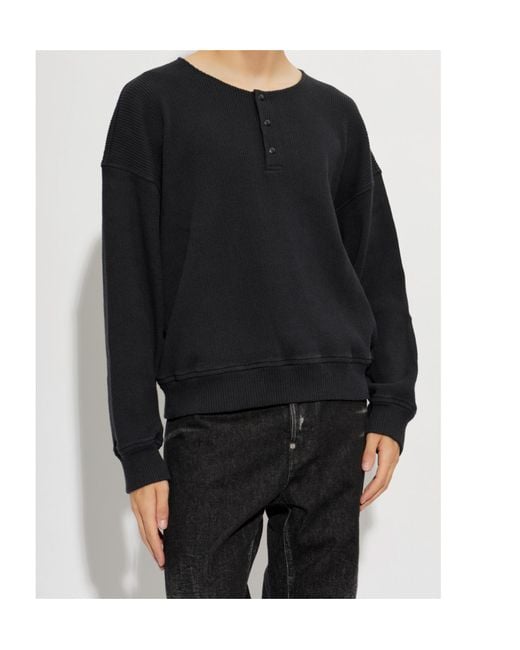 Our Legacy Black Ribbed Henley Sweater for men