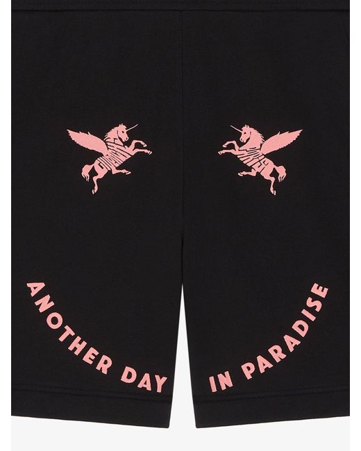Givenchy Black Unicorn Embroidered Fleece Bermuda Shorts for men