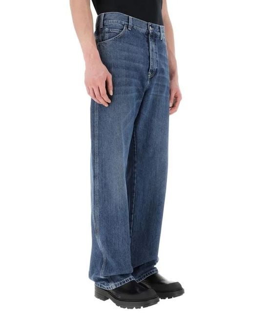 McQueen Blue Logo Patch Wide Leg Jeans for men