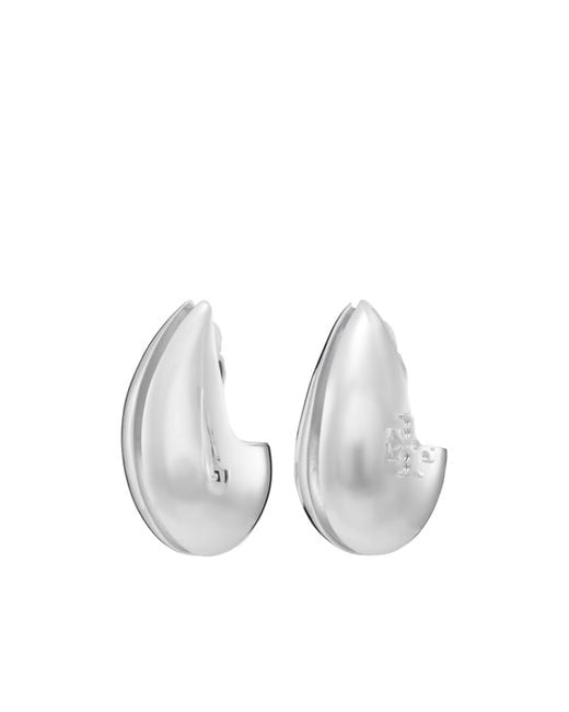 Tory Burch White Wave Clip-On Earrings