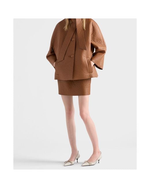 Prada Brown Nappa Leather Mini Skirt