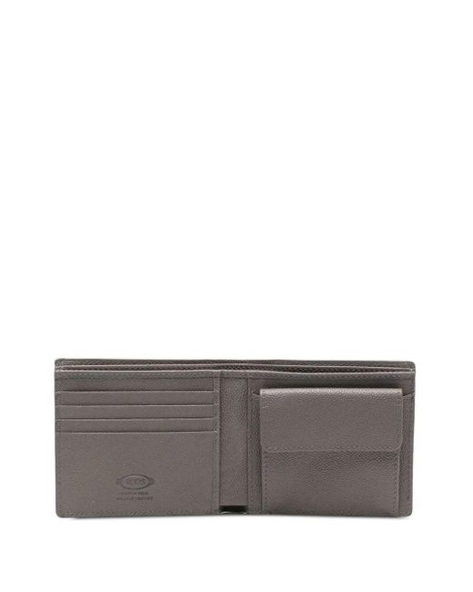 Tod's Gray Logo-Plaque Leather Wallet for men
