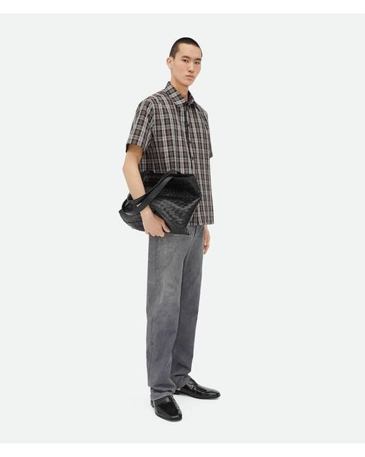 Bottega Veneta Blue Small Intrecciato Zipped Tote Bag for men