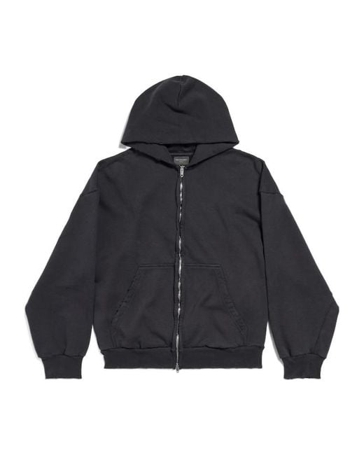 Balenciaga Blue Painted Zip-Up Hoodie Regular Fit