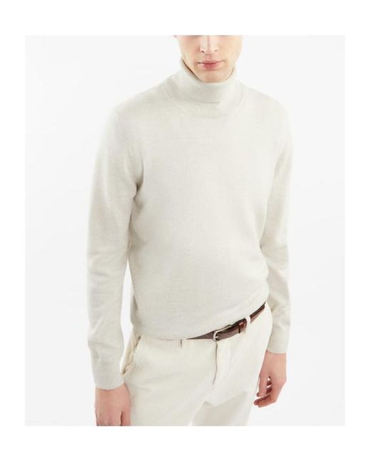 Fay White Wool Turtleneck Sweater for men