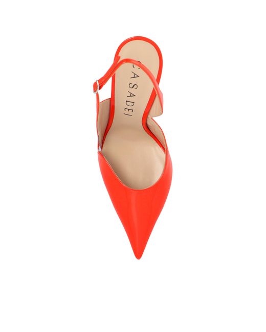 Casadei Red Pointed Toe Slingback Pumps