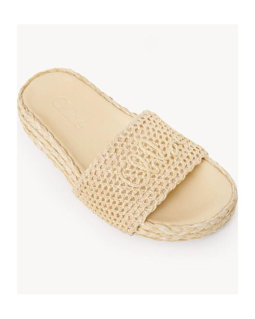 Chloé Natural Chloé Isla Raffia-Effect Slides