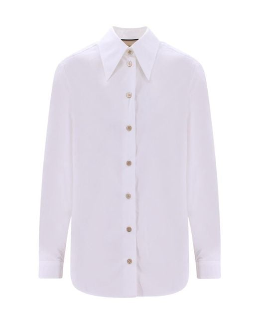 Gucci Purple Pointed Collar Buttoned Shirt