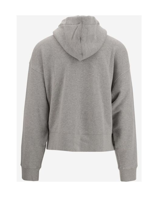 Palm Angels Gray Photograph-Print Cotton Hoodie for men