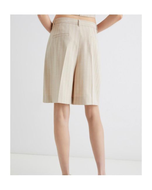 Marella Natural Stretch Canvas Bermuda Shorts
