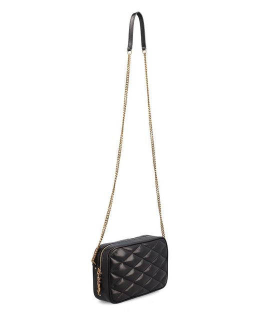 Saint Laurent Black Logo Plaque Zip-Up Shoulder Bag
