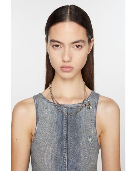 Acne Metallic Charm-Detail Multi-Chain Necklace for men