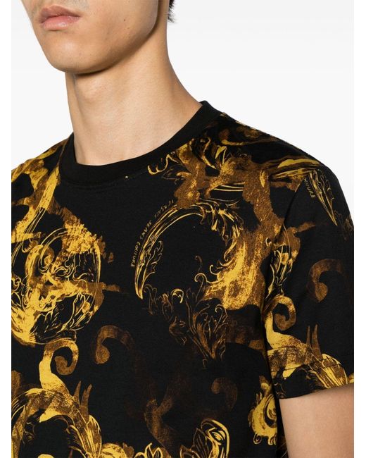 Versace Jeans Black Couture Baroque Printed Crewneck T-Shirt for men