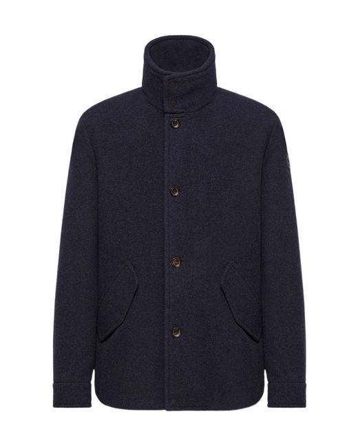 Moncler Blue Panyol Short Wool Down Jacket for men