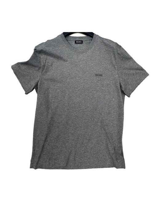 Zegna Gray Logo-Detail T-Shirt for men