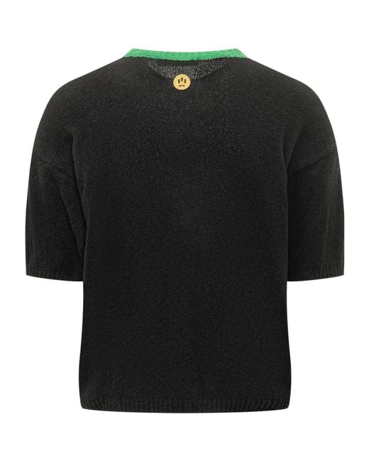Barrow Black Slogan V-Neck Knitted Top for men