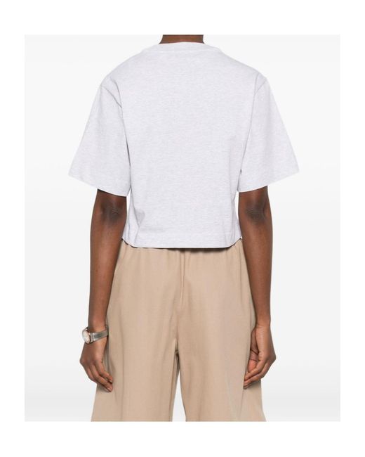 Off-White c/o Virgil Abloh White Logo Printed Cropped T-Shirt