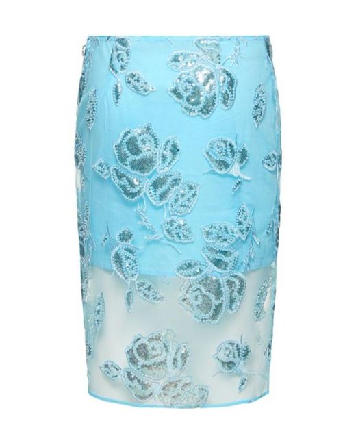 ROTATE BIRGER CHRISTENSEN Blue Dula Beaded Skirt