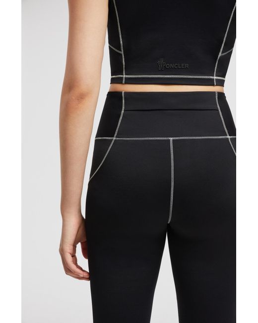 Moncler Black Grenoble Logo Detailed Leggings