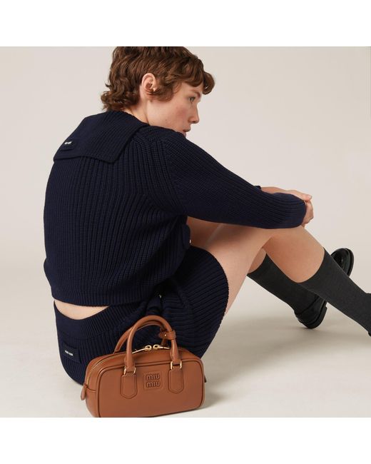 Miu Miu Blue Wool Miniskirt