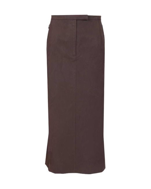 Dries Van Noten Women's Brown Pleat Detailed Poplin Skirt