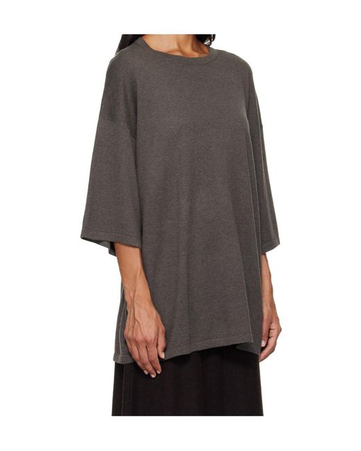 Lisa Yang Gray Knitted Crew Neck T-Shirt