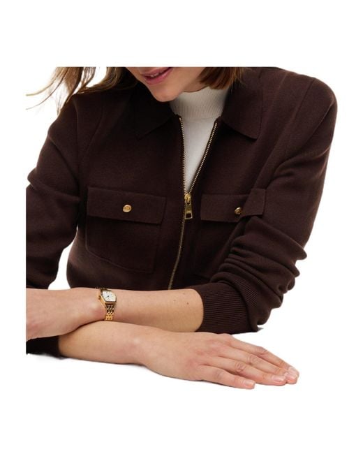 Tommy Hilfiger Brown Zipup Knit Jacket
