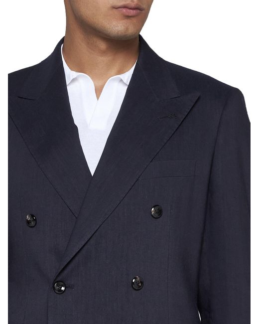 Tagliatore Blue Long Sleeved Double Breasted Jacket for men