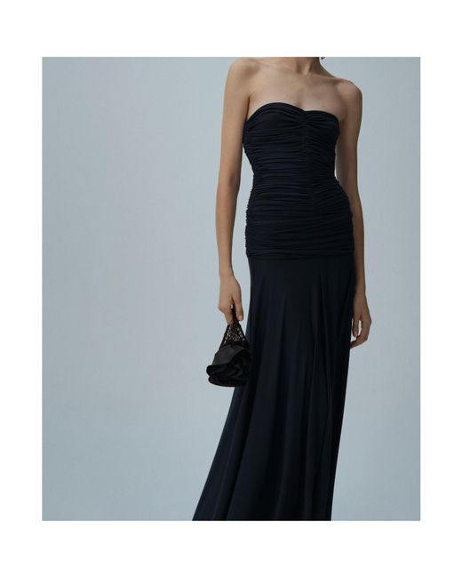 Magda Butrym Black Strapless Ruched Dress