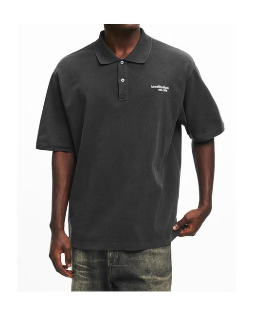 Acne Black Acne Logo Polo Sn62 for men