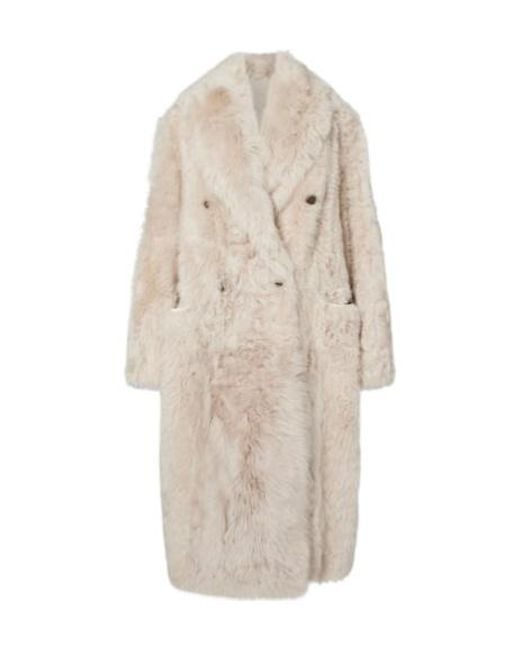 Brunello Cucinelli Natural Double-Breasted Shearling Coat