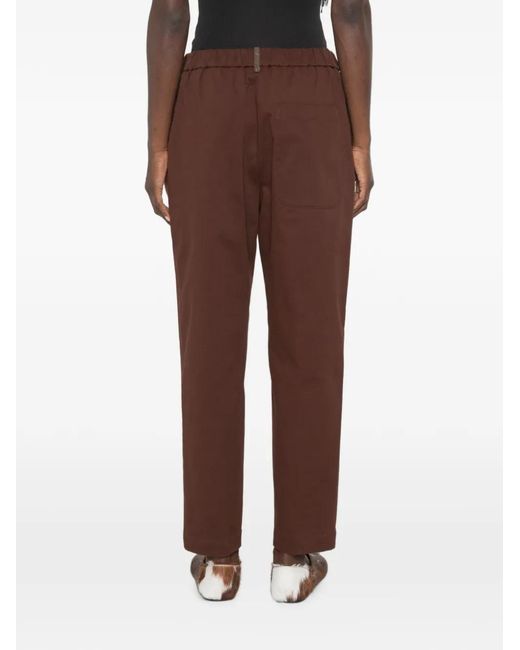 Fabiana Filippi Brown Elasticated-Waistband Tapered Trousers