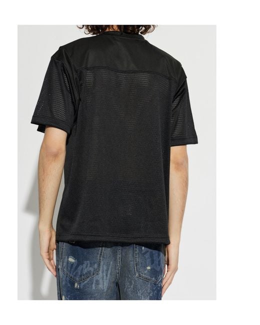 M I S B H V Black V-Neck Panelled T-Shirt for men
