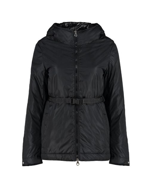 Duvetica Black Long-Sleeved Hooded Casual Jacket