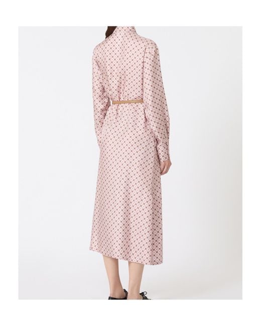 Max Mara Pink Studio Mister Long-Sleeved Belted Dress
