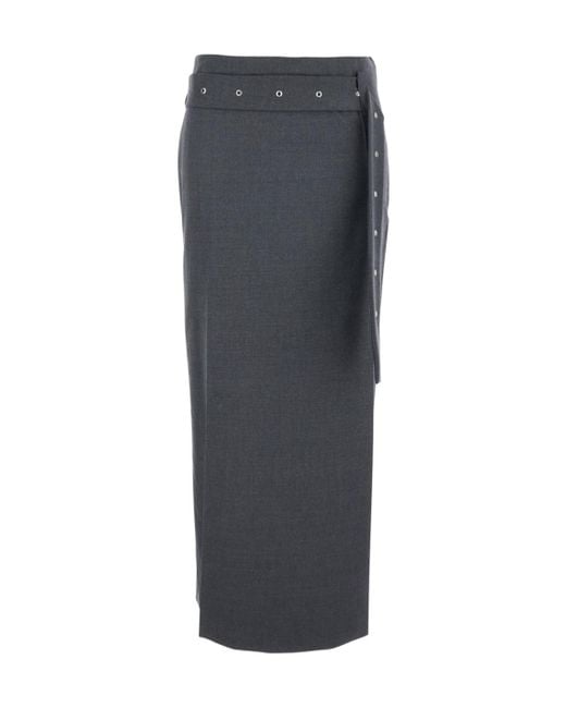 Low Classic Gray Belted Maxi Skirts