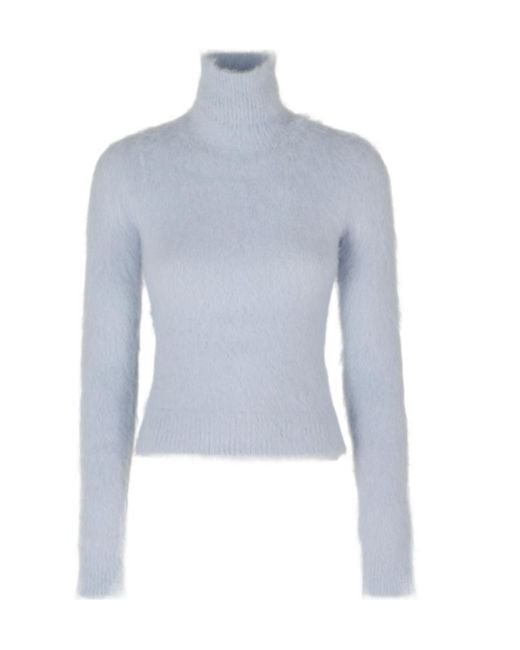 Dondup Blue Brushed-Effect Roll-Neck Sweater