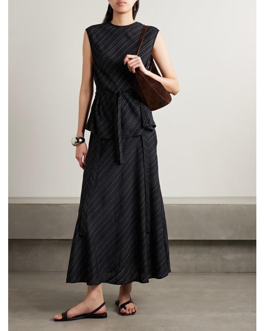 Proenza Schouler Black Trina Striped Belted Top