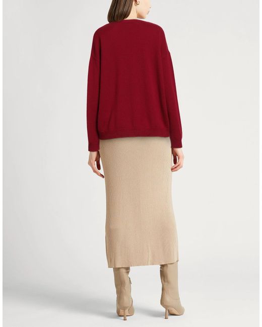 Max Mara Red Solid Color Long-Sleeve Knit Sweater