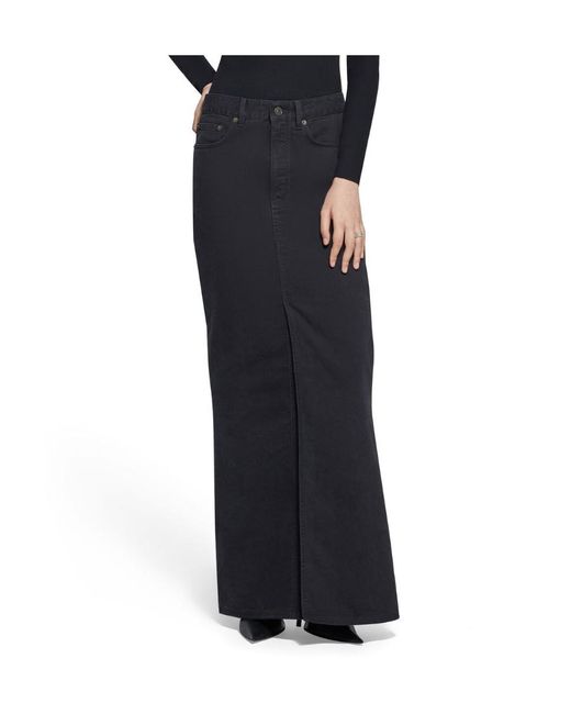 Balenciaga Black Centre Slit Denim Pencil Skirt