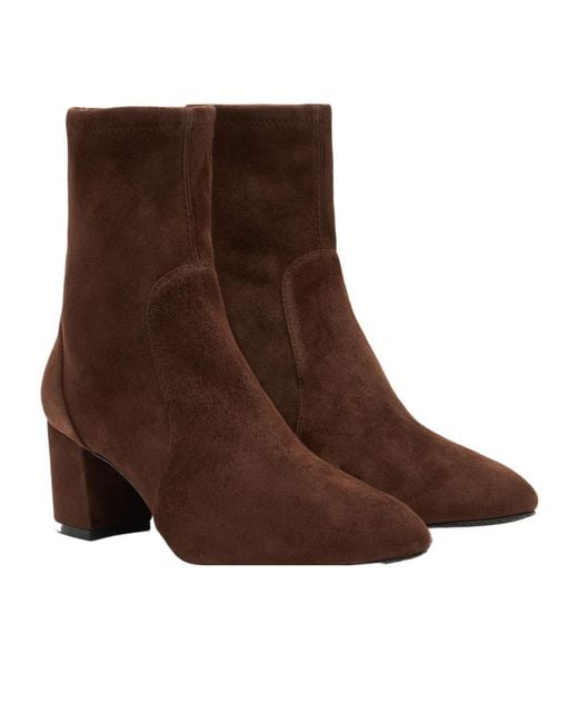 Stuart Weitzman Brown Slip-On Ankle Boots