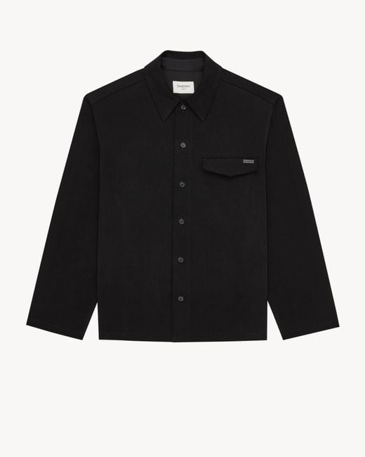 Saint Laurent Black Long-Sleeved Shirt Jacket for men