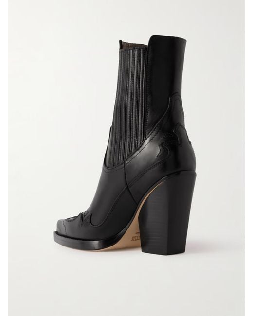 Paris Texas Black Embroidered Leather Pointed-Toe Ankle Boots